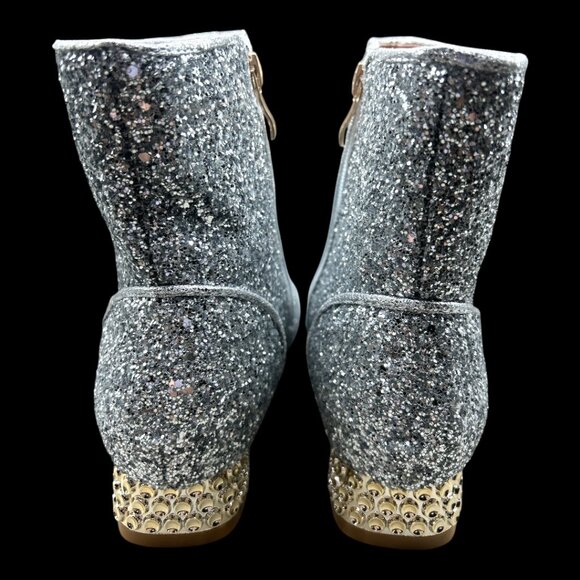 Women's Silver Sequin Glitter Sparkly Ankle Boots - US 9.5/EU 41 - Picture 4 of 6
